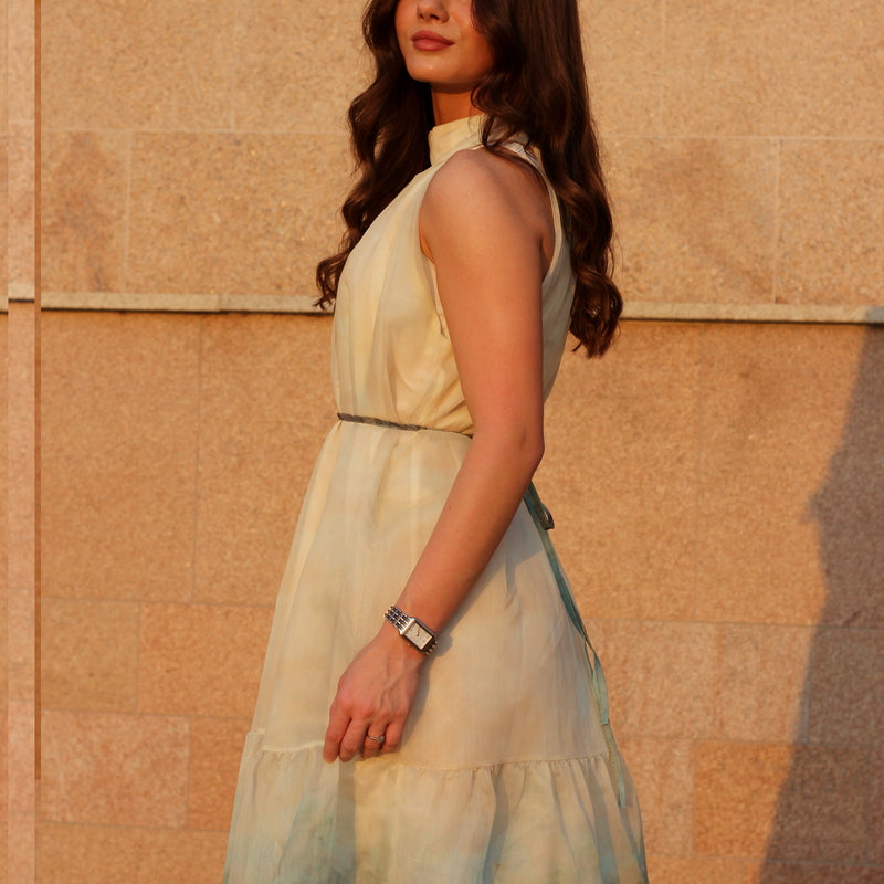 Rochie Barbara in A cu talie evidentiata prin snur
