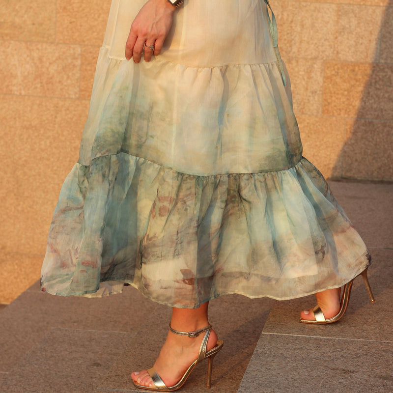 Rochie Barbara in A cu talie evidentiata prin snur