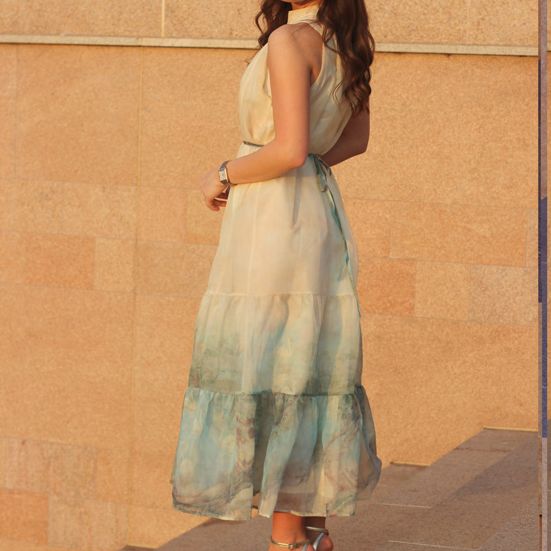 Rochie Barbara in A cu talie evidentiata prin snur