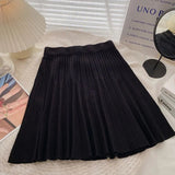 Fusta Tamia din tricot reiat si banda elastica in talie