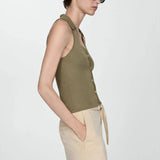 Top Cerise din tricot reiat si nasturi functionali