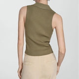 Top Cerise din tricot reiat si nasturi functionali