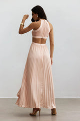 Rochie plisata Oranj, cu decupaje