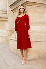 Rochie Fionna din catfiea accesorizata cu perle
