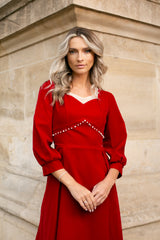Rochie Fionna din catfiea accesorizata cu perle