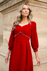 Rochie Fionna din catfiea accesorizata cu perle
