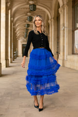 Fusta Volty roz din tulle cu incretituri