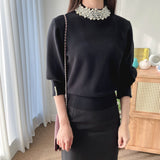 Bluza Ayana neagra accesorizata cu perle