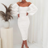 Rochie Emila cu maneci tip clopot si decolteu patrat