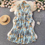 Rochie Miliona turcoaz cu imprimeu floral si volanase