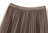 Fusta Perllis maro din tulle accesorizata cu perle