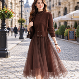 Set Karima din tricot, compus din rochie si vesta