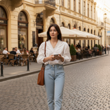 Camasa Zotty cu decolteu in V si mansete late elastice