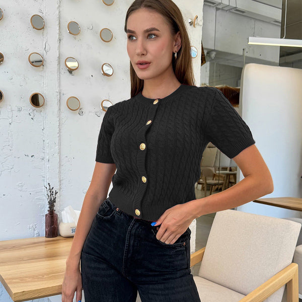 Top Tarra din tricot cu nasturi functionali