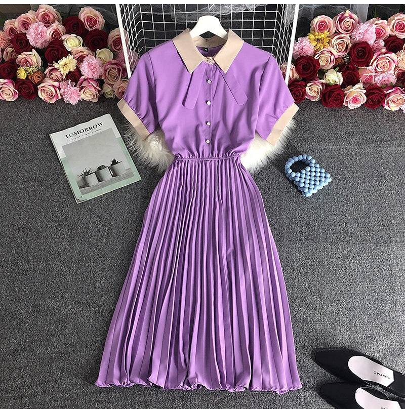 Rochie Miruna mov cu talie elastica si pliuri