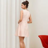 Rochie Pariss mini cu decolteu decorat cu pietricele