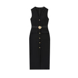 Rochie Briana cu nasturi metalici si curea in talie