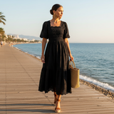 Rochie brodata Embrys cu maneci scurte