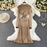 Rochie Aivora din tricot cu decolteu in V