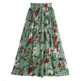 Fusta Victoria verde cu talie elastica si imprimeu floral