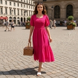 Rochie brodata Embrys cu maneci scurte