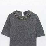 Bluza Bedina accesorizata cu cristale la baza decolteului
