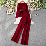 Compleu Emyra din tricot compus din jerseu si pantaloni