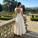 Rochie midi Christinne cu croi evazat si decolteu la spate