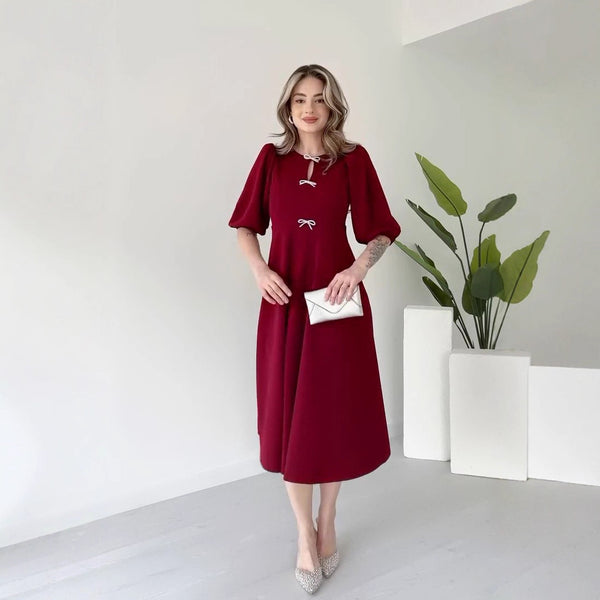 Rochie Parisa cu maneci bufante si fundite argintii