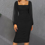 Rochie Emila cu maneci tip clopot si decolteu patrat