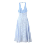 Rochie Azul cu imprimeu si spatele gol