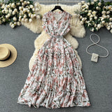 Rochie Gyda alba cu imprimeu floral si curea accesorizata