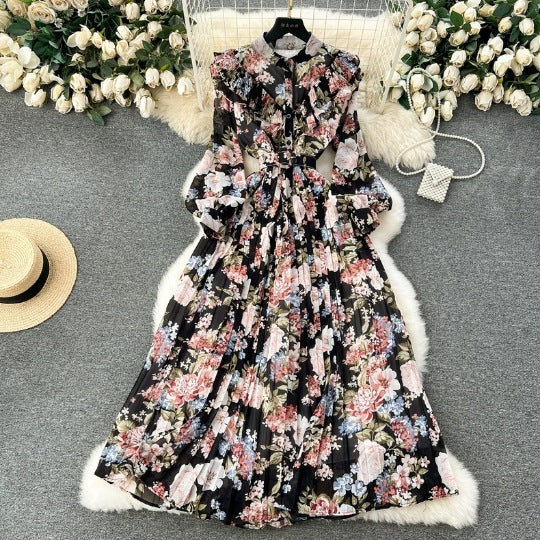 Rochie Chloe neagra cu volanase si curea accesorizata