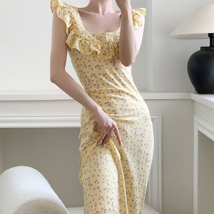 Rochie Maribelle cu decolteu patrat si volanase