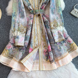 Rochie tip camasa Bethy cu imprimeu floral, curea inclusa