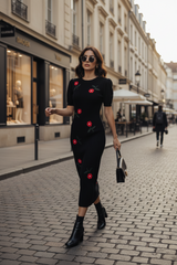 Rochie tricotata Rossy cu flori brodate