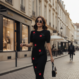 Rochie tricotata Rossy cu flori brodate