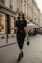 Rochie tricotata Rossy cu flori brodate