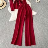 Compleu Emyra din tricot compus din jerseu si pantaloni