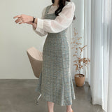 Rochie Sanda albastra din tweed