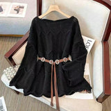 Bluza Evanta din tricot cu talie accentuata prin curea