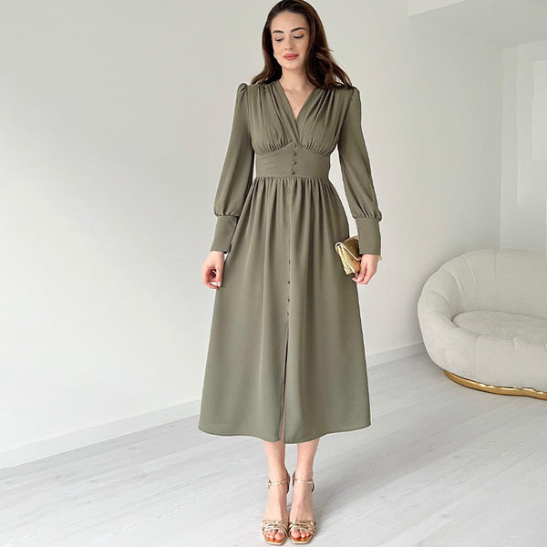 Rochie Aralyn cu nasturi imbracati si talie accentuata