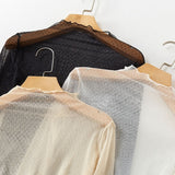 Bluza Cally din tul cu imprimeu buline