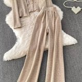 Set Gamille compus din top, cardigan si pantaloni din tricot moale