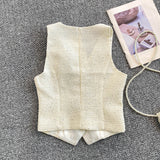 Vesta Venira din tweed cu brosa floare