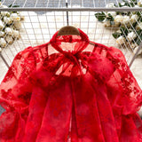 Camasa Dysis cu detalii florale si funda