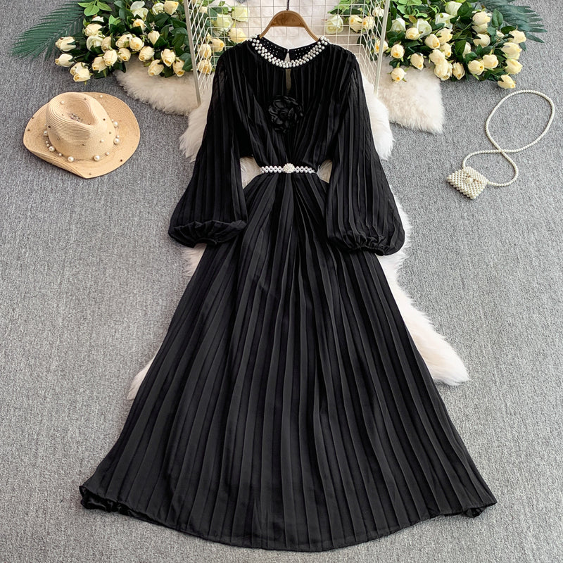 Rochie Bedelia neagra plisata - curea inclusa
