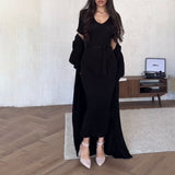 Set Ynna compus din jerseu si rochie tricot reiat