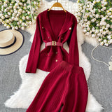 Compleu Emyra din tricot compus din jerseu si pantaloni