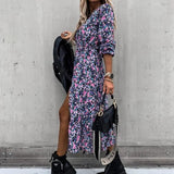 Rochie Naya cu imprimeu floral si nasturi imbracati